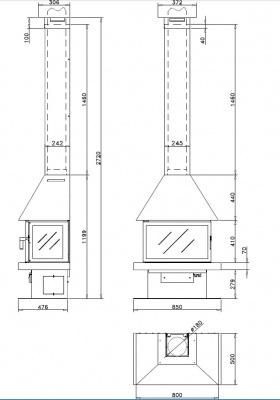 Стальной камин LL CALOR LL-15A
