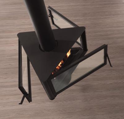 Стальной камин ROCAL Born центральный в черном цвете